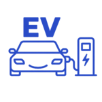Električni automobil uz punionicu s oznakom EV
